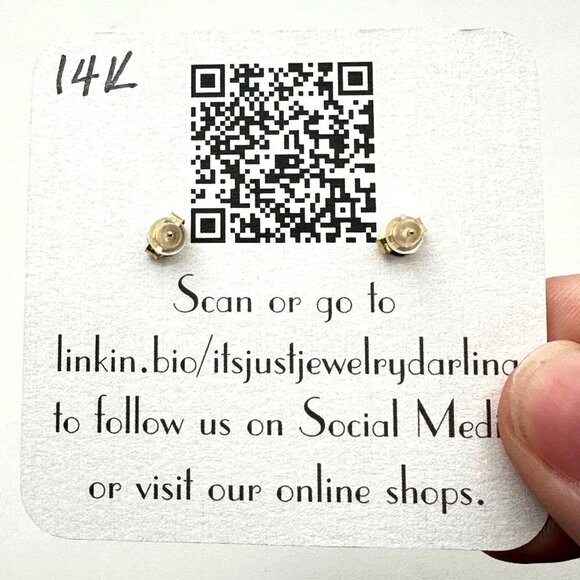 Womens Earrings 14K Yellow Gold Black Pearl Pierced Gift Idea for Her Estate - Picture 4 of 4